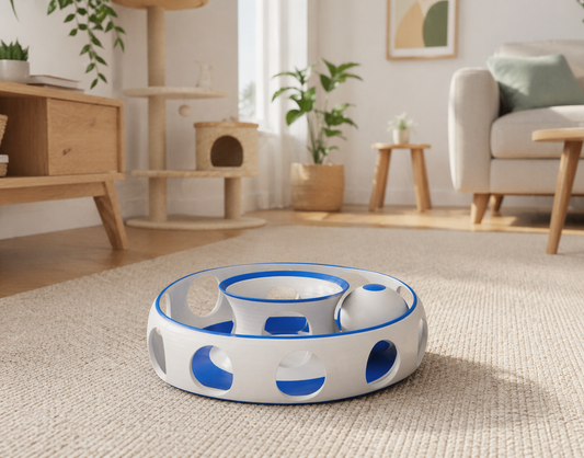 Jucărie interactivă inel cu bilă pentru pisici