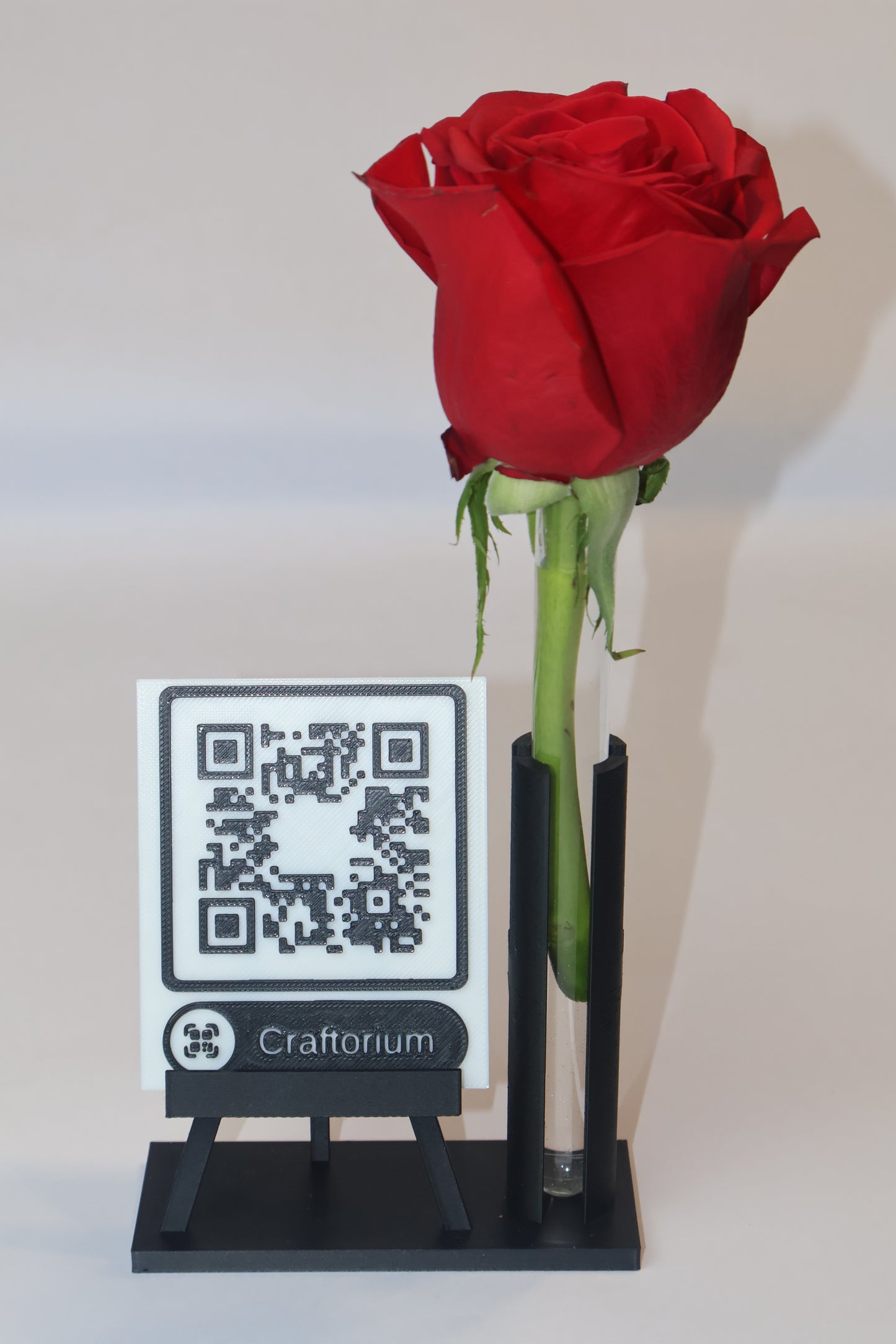 Suport QR Personalizat cu Șevalet și Eprubetă pentru Flori