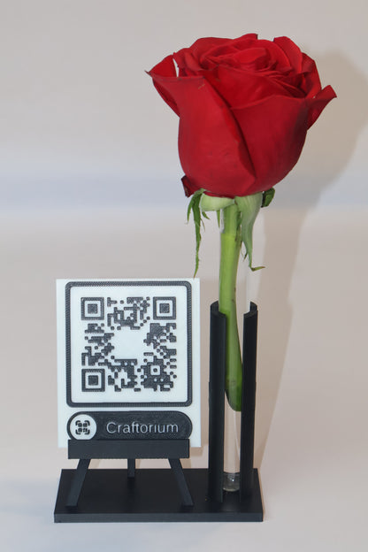 Suport QR Personalizat cu Șevalet și Eprubetă pentru Flori