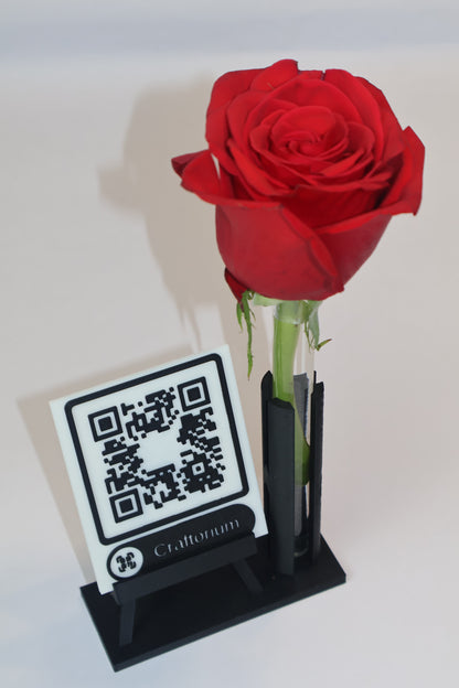 Suport QR Personalizat cu Șevalet și Eprubetă pentru Flori
