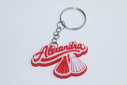 Mărțișor personalizat cu prenume – Alb & Roșu (Breloc sau Magnet)